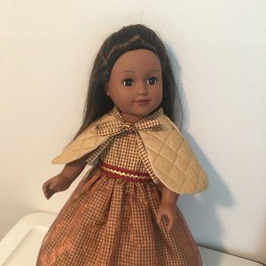 Red/Gold Party Dress W/Quilted Gold Cape for 18" Dolls